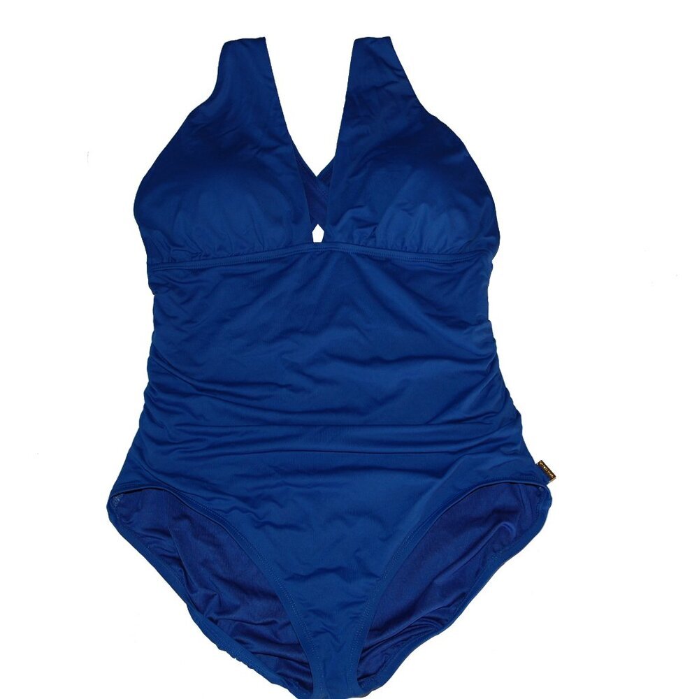 NWT Michael Kors One Piece Halter Blue Swimsuit Sz 16
